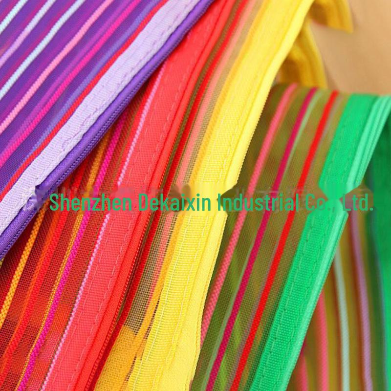 Polyester Stripe Mesh Nylon Handbag & Cosmetic Bag