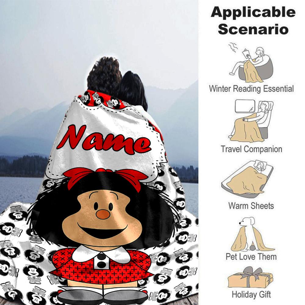 Customiz Name Personality Mafalda Blanket Soft &Warm Sofa Office Bed Travel Lunch Break Blanket, Gift Suitable All Seasons