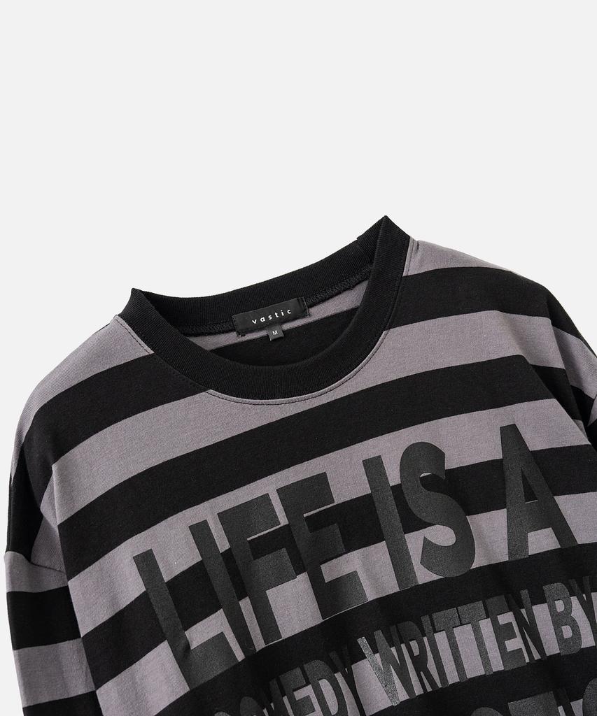 VASTIC Text Stripe Long Sleeve_Black/Charcoal