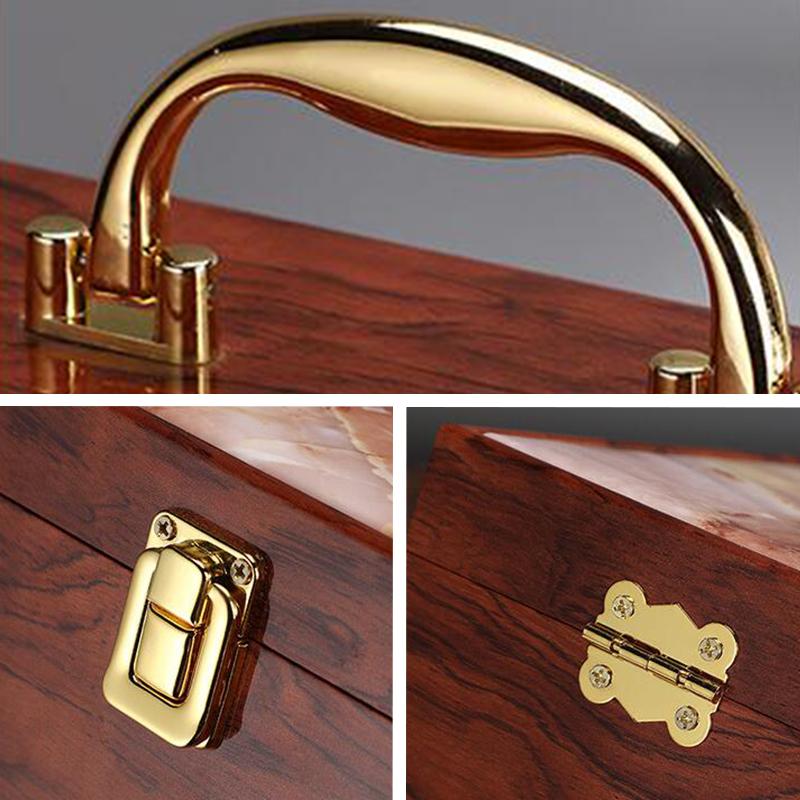 Роскошный мраморный узор, двойная коробка для красного вина, ретро-деревянная коробка для вина, органайзер для хранения шампанского, подарочная коробка, бутылка, упаковка с ручкой