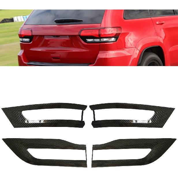 Compatible with 2014-2021 Jeep Grand Cherokee Tail Light Trim Bezel Kit Cover Carbon Fiber Look