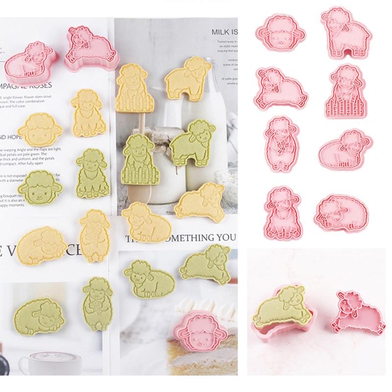8 Pieces Cookie Cutters Sheep Shaped Biscuit Mold Kitchen Tools Food Grade Plastic Material Baking Supplies for Children