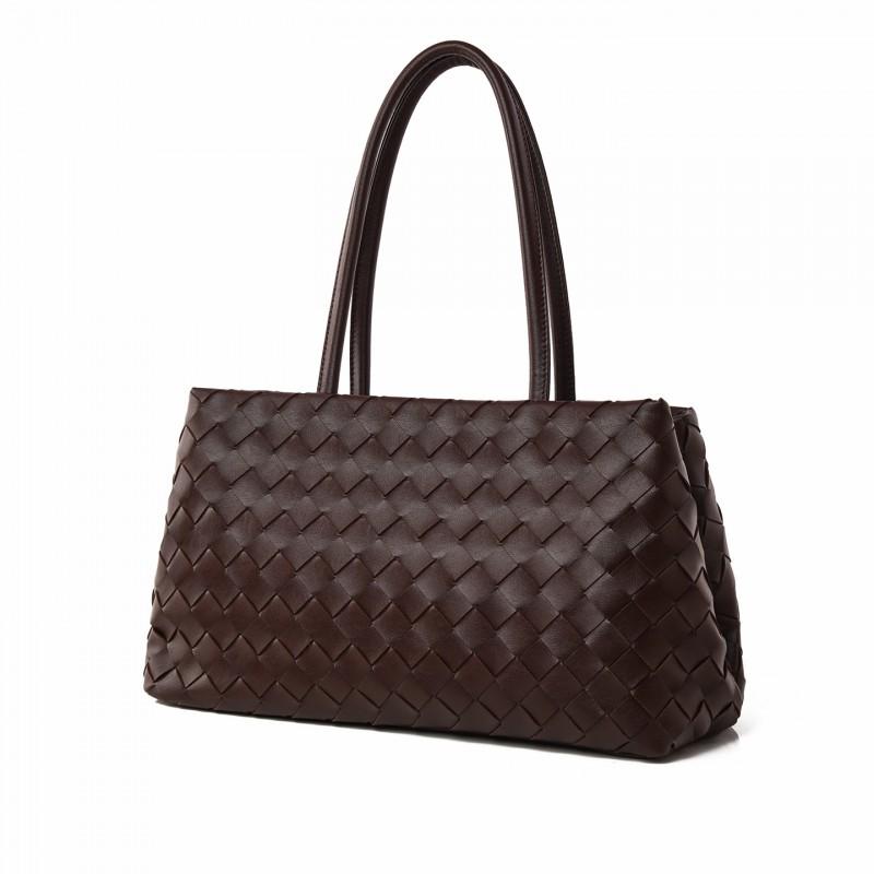 Large Capacity Woven Tote Bag Women Minimalist Stylish Shoulder With Multiple Pockets PU Leather Daily Commute Casual
