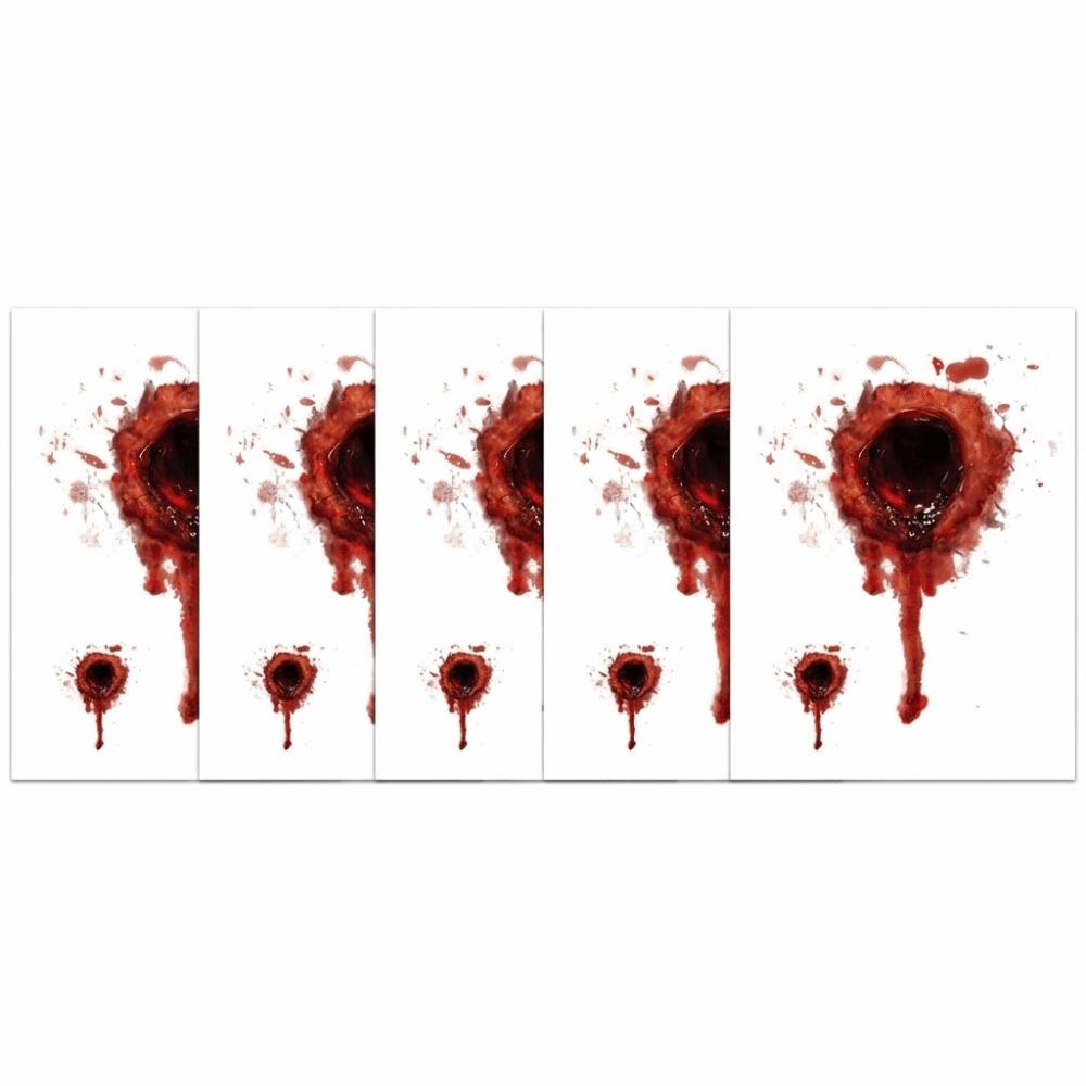 5PCS/SET Long-Lasting Bloody Scar Tattoos Decals Halloween Fake Wound Stickers Film Props