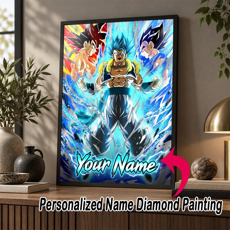 Personalized Gogeta Diamond Art Custom Name 5D Diamond Painting Full Drill DIY Craft