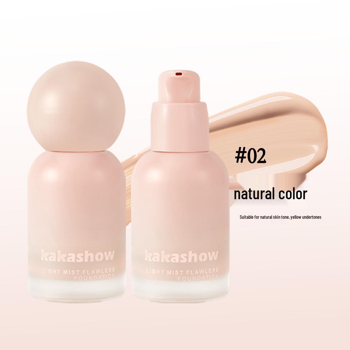 

Kakashow Flawless Light Mist Hydrating Foundation: Long-lasting, Non-Caking, Non-Smudging, Ideal for Dry & Oily Skin.