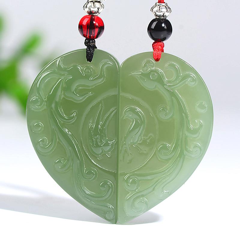 Xinjiang Hotan Jade Tai Chi Dragon and Phoenix Pendant with Certificate – Auspicious Jade Pair