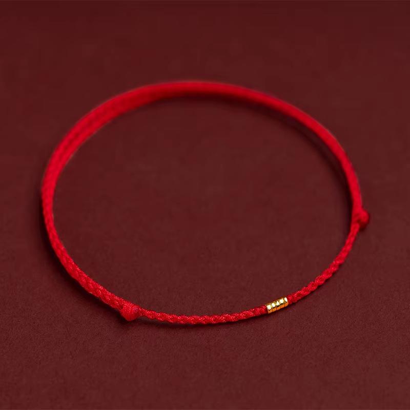 Gold Bead Bracelet Charm Adjustable Bracelet Lucky Red Rope Bracelet Gold Color For Gifts Office Wedding