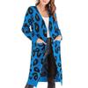 Women's Casual Loose Leopard Print Mid-length Knitted Sweater Jacket
