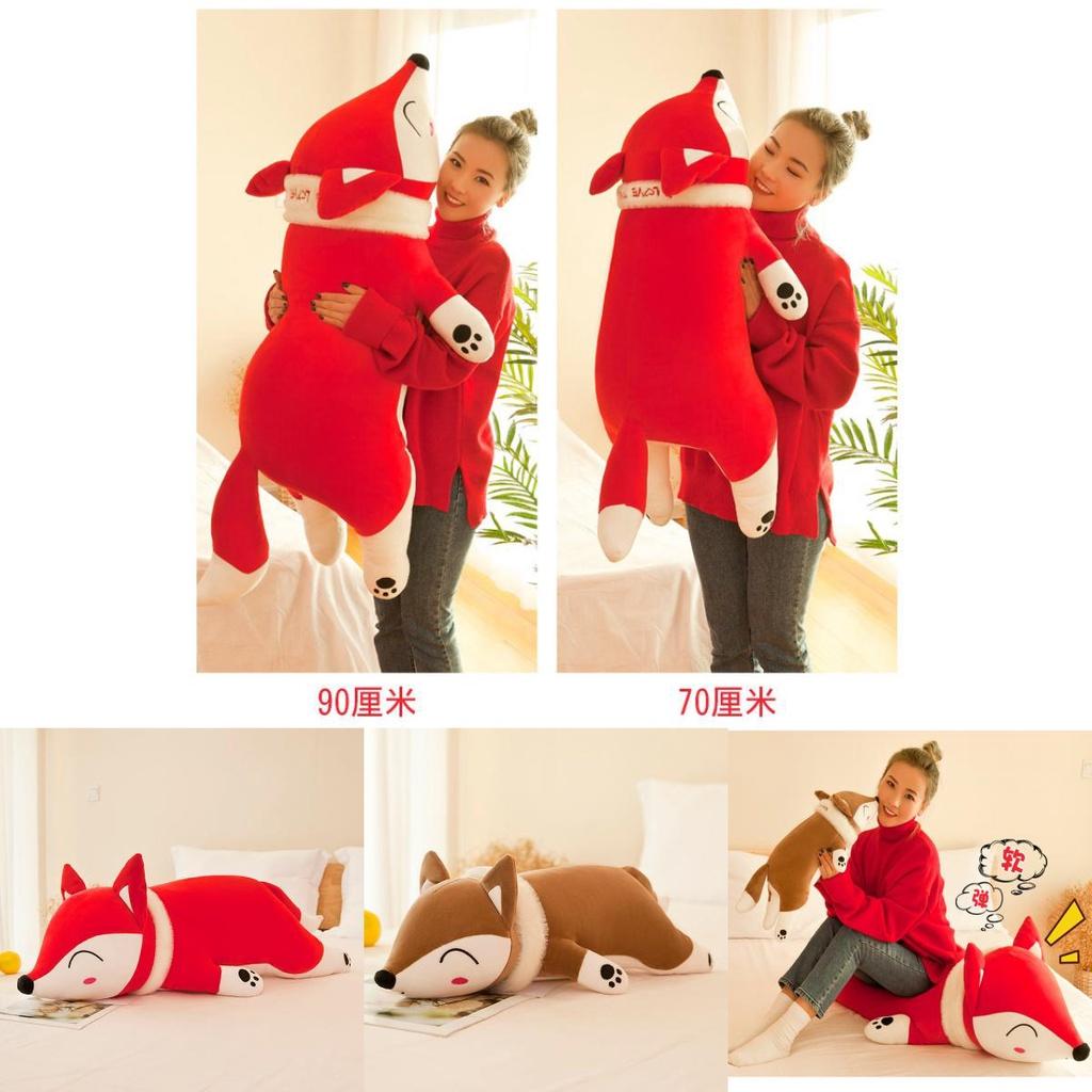 Large Fox Plush Toy Soft Stuffed Animal Pillow Creative Gift For Girls Birthday Present 35cm 50cm 60cm 70cm 90cm 1.2m