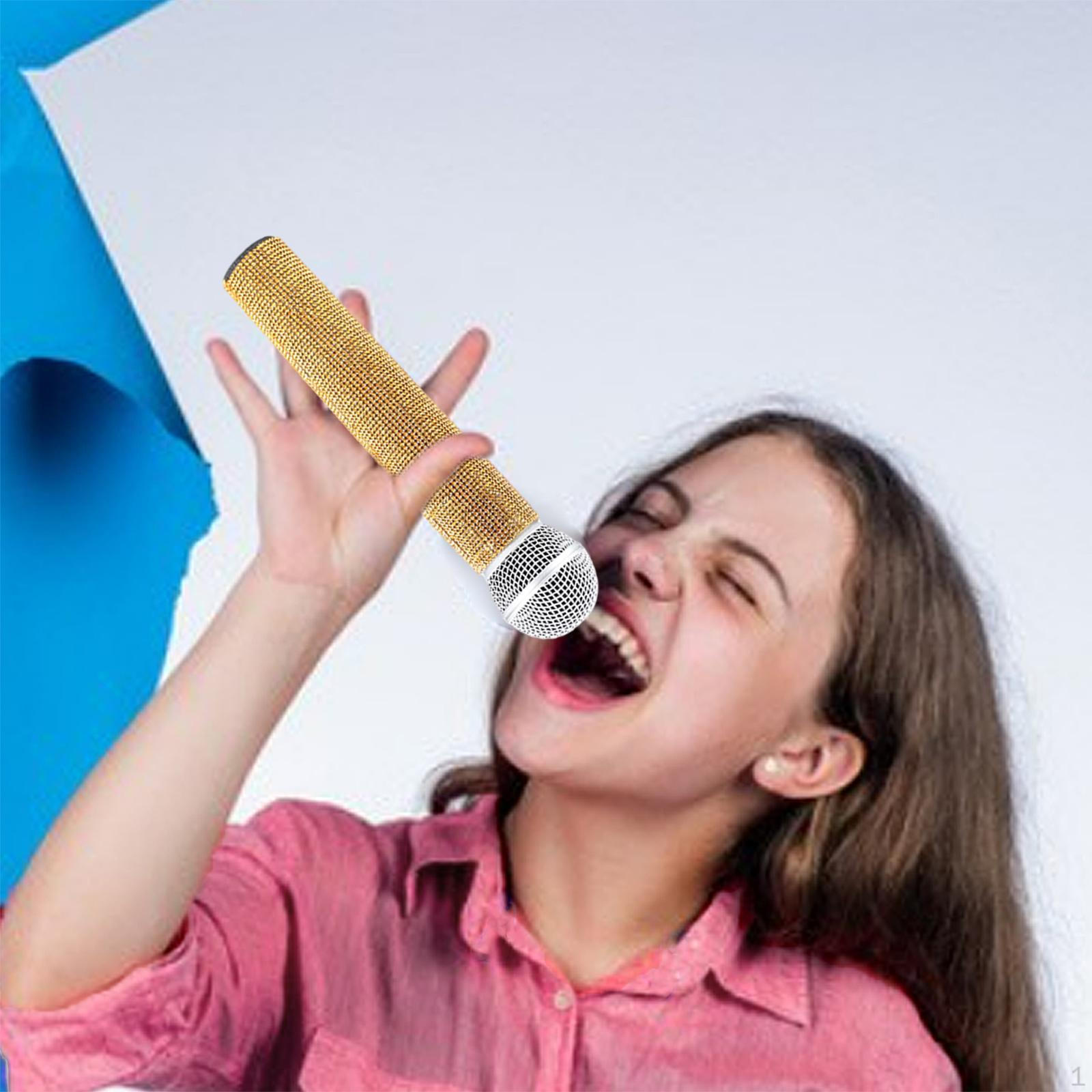 

Микрофон ролевая игрушка модель для костюмированного реквизита пение активность шоу запись вечеринка по случаю дня рождения золотистый