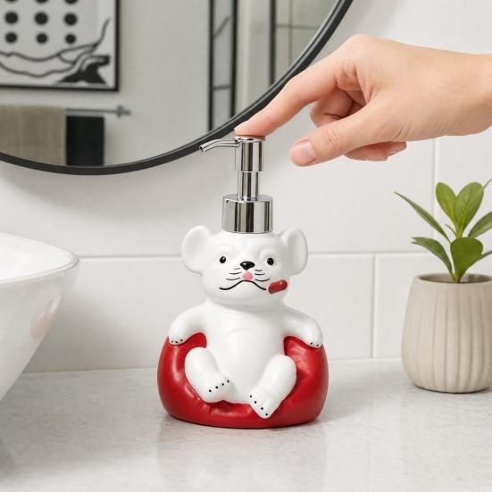 Yousheng 220ML French Bulldog Soap Dispenser, Refillable Liquid Hand Soap Shower Gel Container, Empty Pump Lotion Bottle, Bathroom