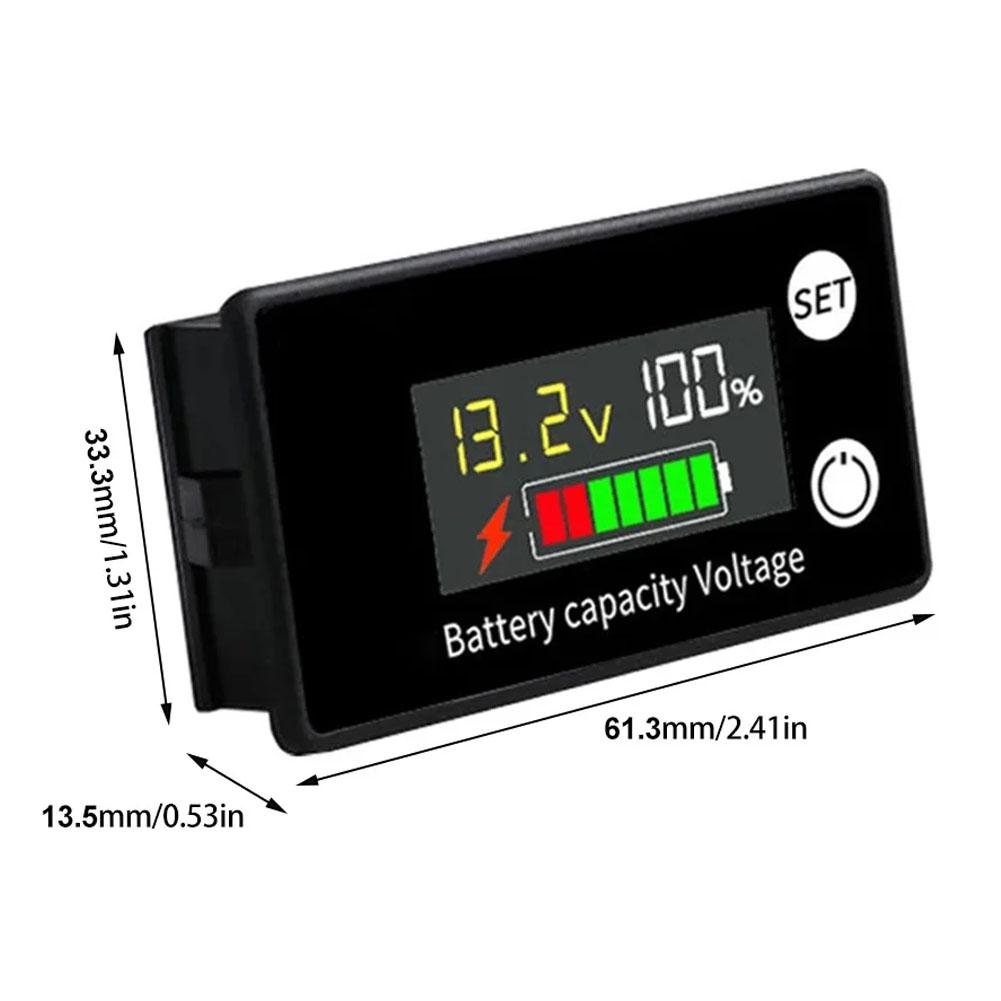 Indikátor kapacity baterie DC 8V-100V LED kyselinový lithiový pro LiFePO4 auto/motocykl voltmetr měřič napětí 12V 24V 36V 48V 60V 7