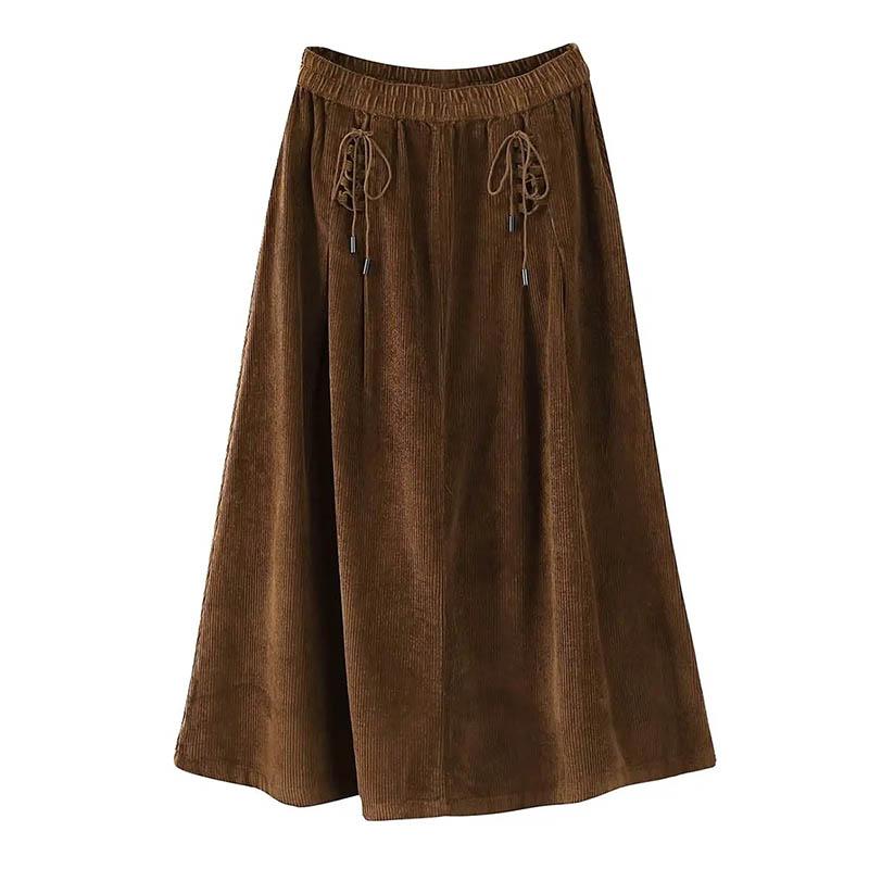 Skirt for Women Casual Versatile High Waist Long Loose Trousers Thickened Slim Solid Colour Skirt