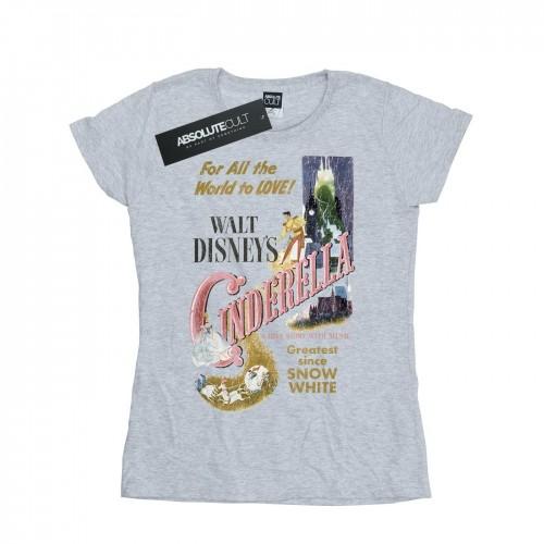 Disney Princess Damen/Damen Cinderella Retro Poster Baumwoll-T-Shirt