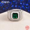 925 Sterling Silver Emerald Finger Rings for Men Fashion Party Jewelry