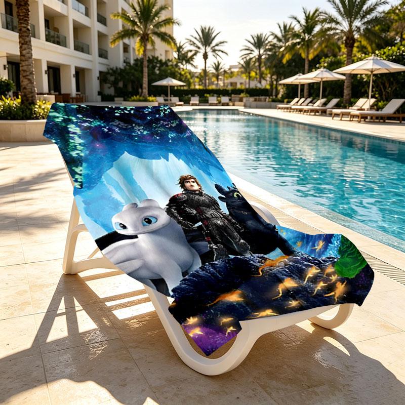 How to Train Your Dragon Print Beach Towel Design, Soft, Lightweight. for Home Bathroom, Spa, Pool, Yoga, Surfing, Camping, Gift for Family, Friend