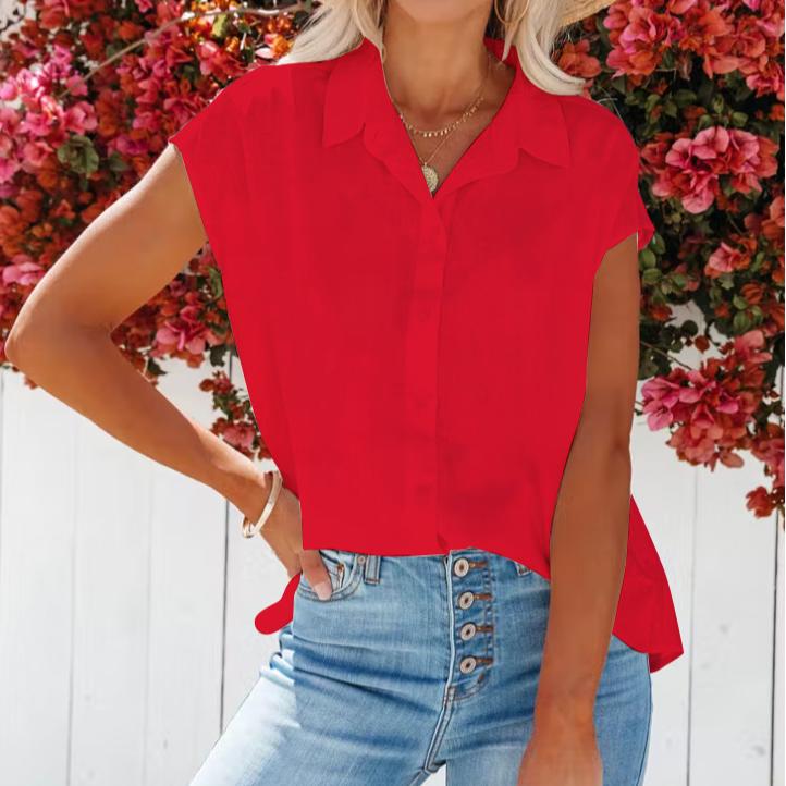 BITCED Women's Shirts Women's Tops Sleeveless V-Neck Solid Colour Women's Blouses