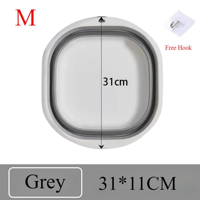 Silicone Foldable Wash Basin with Hook Travel Portable Basin Collapsible Bucket for Home Bathroom Washbowl Hanging Bath Basins