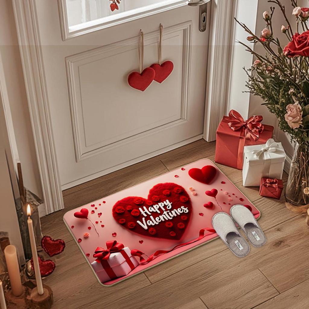 Valentine's Day Entrance Door Full-covered Floor Mats For Home Bathroom And Kitchen Water-absorbent, Non- And Dirt-resistant Floor Mats
