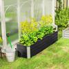 Raised Steel Garden Bed, Planter, Flower Box, Flower Pot with Gloves, Gray, 183 x 47 x 40 cm