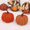 3D Pumpkins Ornament for Holiday Hand-made Woven Fall Decorations for Desktop Window Decor