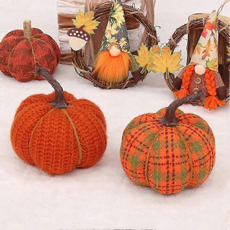 3D Pumpkins Ornament for Holiday Hand-made Woven Fall Decorations for Desktop Window Decor