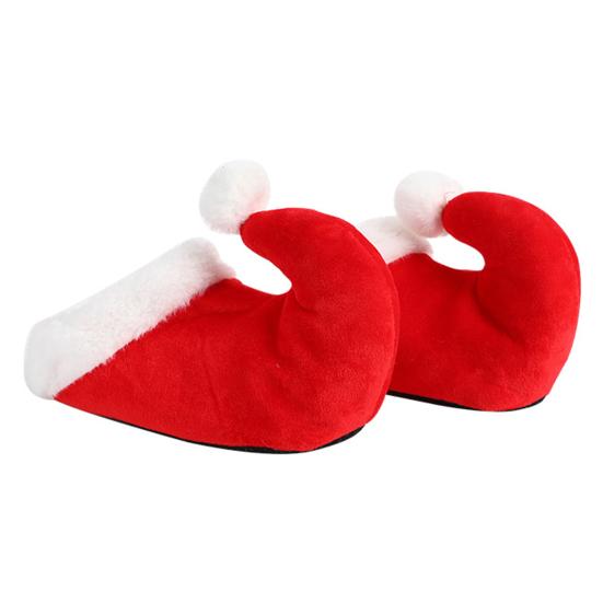 1 Pair Christmas Santa Slippers Festive Red Cartoon Shoes Lovely Adorable Santa Slippers for Decoration And Comfort