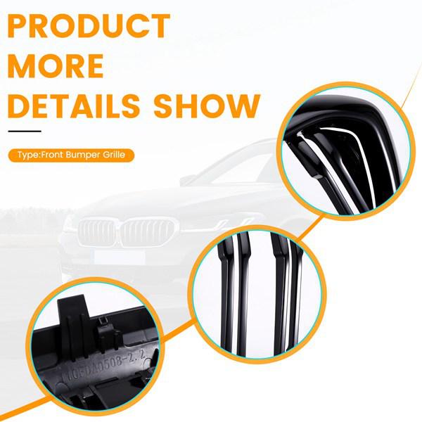 Front Bumper Grille Pair for 2018-2020 BMW 5 Series G30 (51137473691 & 51137473692).