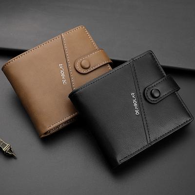 Men's New Casual Street Style Vintage Short Multi Layer PU Leather Anti Wallet, Card Holder
