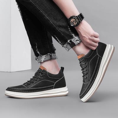 Wysokiej Jakości Męskie Buty Codzienne 6CM Męskie Buty Deskorolkowe Ukryty Obcas Outdoorowe Wiązane Męskie Buty Sportowe Wygodne Oddychające Buty Codzienne
