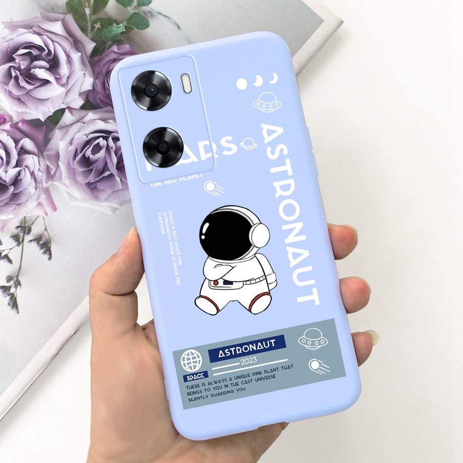 Für OPPO A57 4G CPH2387 Hülle Für OPPO A77 4G A77s A57s A57e Handyhülle Weiches Flüssigsilikon TPU Hülle Für OppoA57 Astronauten Tasche