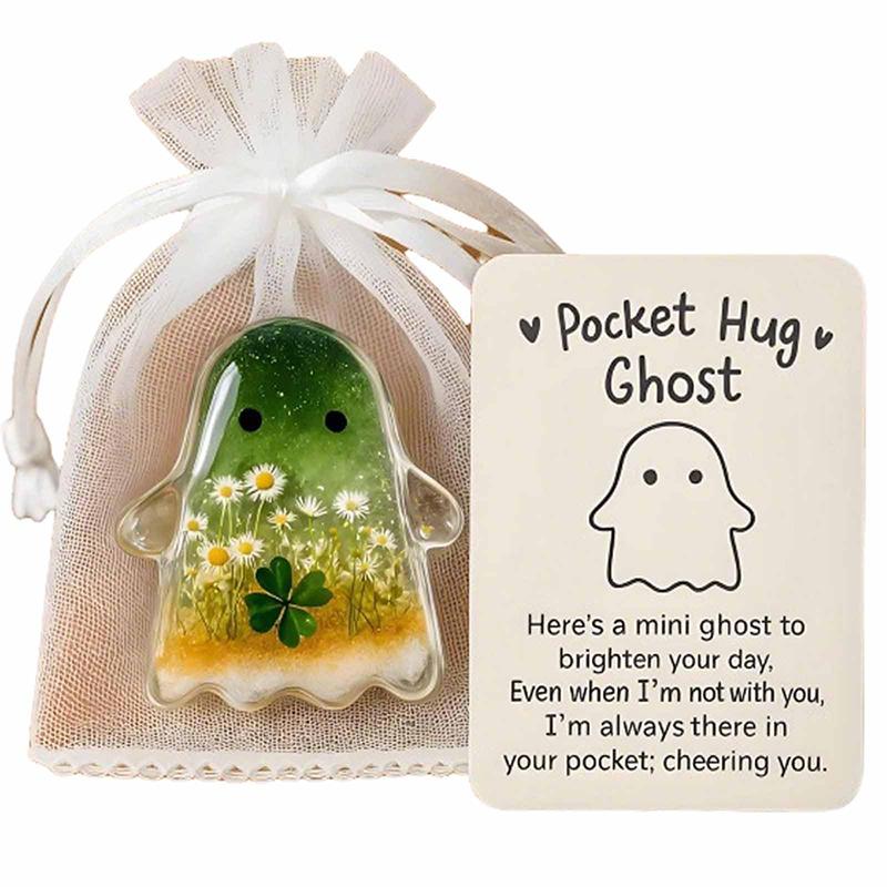 Halloween Ghost Pocket Cards Pocket Comfort Ghosts Pockets Hug Ghost With Encouragement Card Cute Mini Charm Gifts