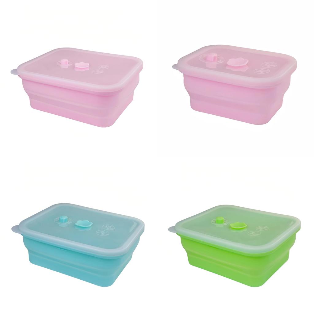 Silicone Food Storage Container With Foldable Design For Refrigerator Organization And Freshness
