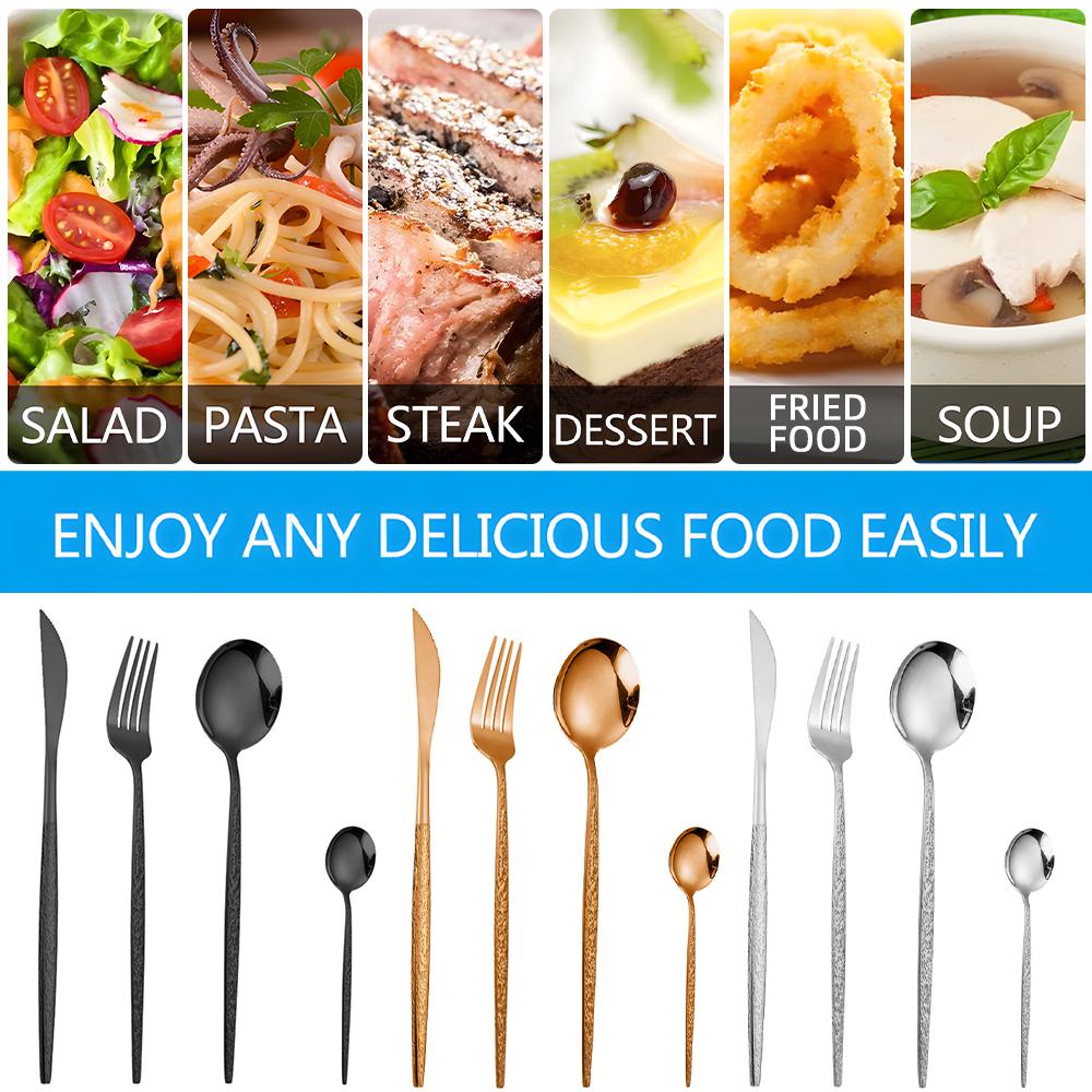 24 Pieces Silverware Set for 4 Stainless Steel Flatware Set Tableware Set Include Forks Knives