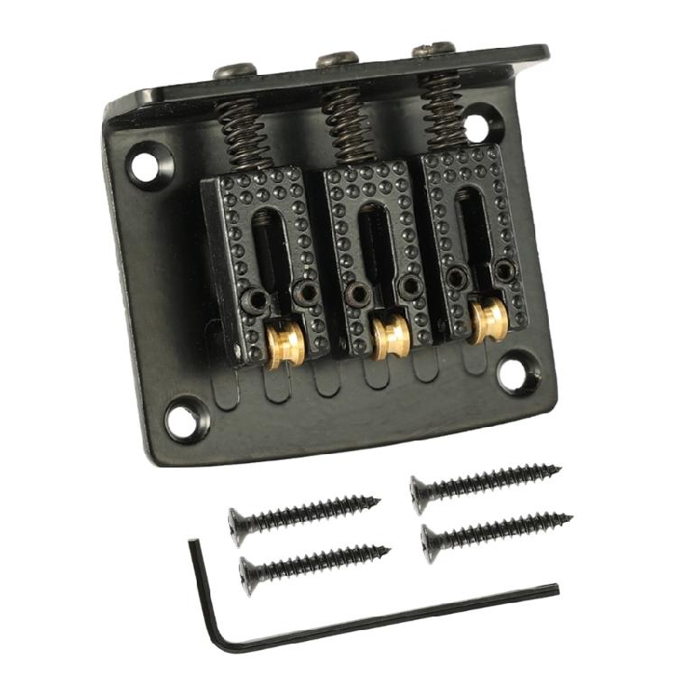 Electric Guitar Fixed Bridge, Zinc Alloy 3 String Guitar Bridge Roller Tailpiece 1