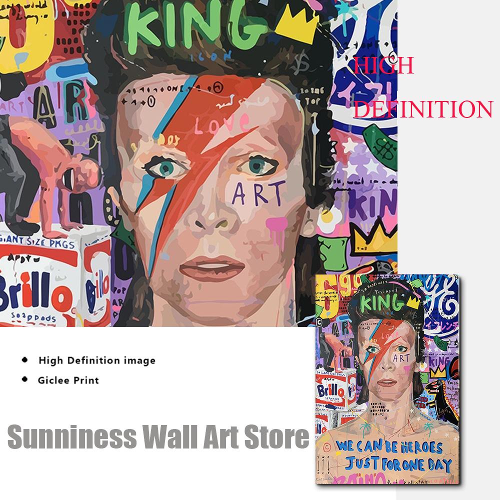 Graffiti Mona Lisa Bowie Porträt Leinwand Malerei Pop Art Poster Druck Luxus Marke Wand Kunst Bilder Für Wohnzimmer Wohnkultur