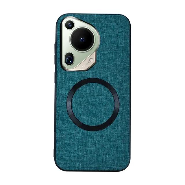 

Для Huawei Pura 70 Ultra 70 Pro Чехол Магнитный ТПУ + ПК Противоскользящий тонкий тканый тканевый чехол с узором для Huawei Pura 70 Pro For Pura 70 Pro Plus синий