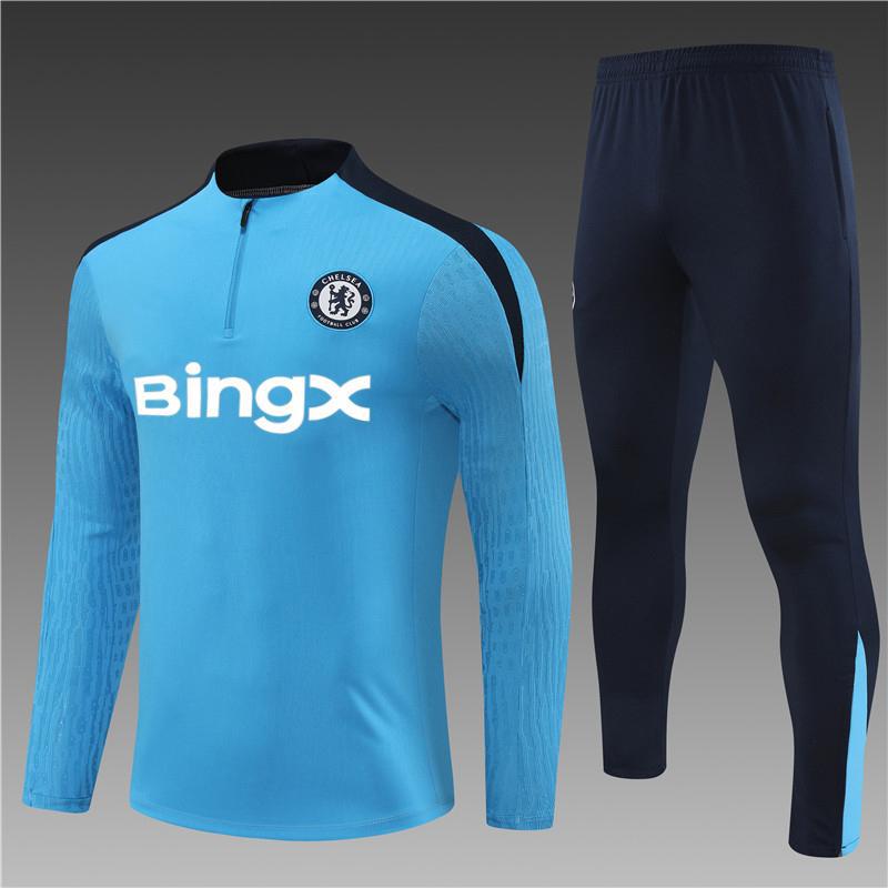 Chelsea Football Jersey Game Training Jersey Set Autumn And Winter Semi-Pull Pre-Game Warm-Up Jersey Children'S Short Sleeves