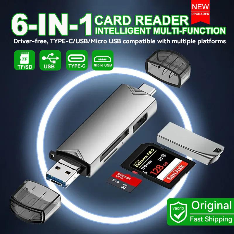 6 In 1 OTG Multifunction USB 3.0 Card Reader U Disk TYPE-C/Usb/Tf/Sd Flash Drive Memory Card for Adapter Phone Laptop Compute