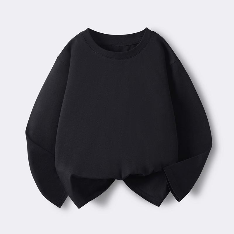 Kids' Solid Color Long-Sleeve Cotton T-Shirt for Boys & Girls, Customizable Base Layer for Older Children