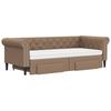 Daybed Extendable with Drawers Brown 90x200 Cm Faux Leather