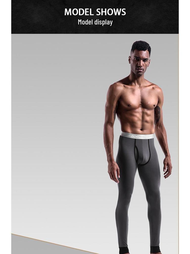 Men's Mid-Waist Slim-Fit Thermal Leggings - Autumn/Winter Cold-Proof Trousers