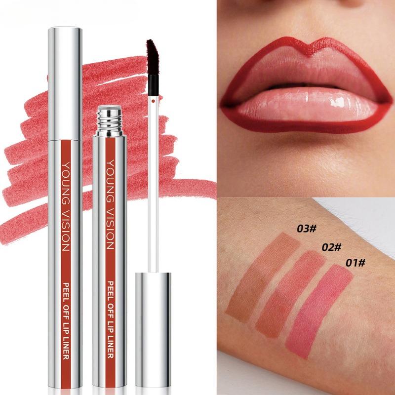 3-color Peel-off Lip Liner Matte, Non-smudge Peel-off Lip Liner for A Flawless Look That Suits All Skin Types