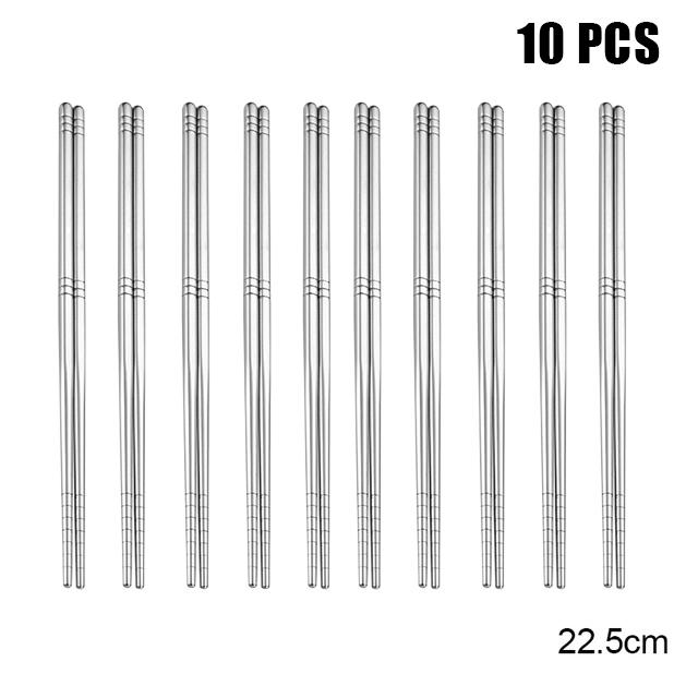 Reusable Sushi Chopsticks Set 304 Stainless Steel Non-Slip Japanese Food Chinese Korean Metal Chop Sticks Dishwasher Safe