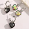 Yousheng 1 Pair Drop Earrings, Detachable Pendant Design Women Earrings, Heart Rhinestones Inlaid Versatile Earrings for Jewelry