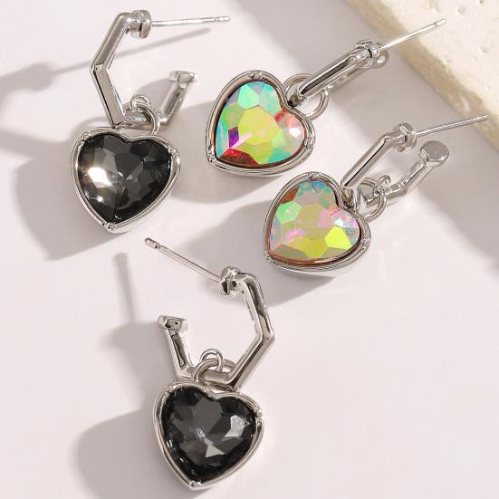 Yousheng 1 Pair Drop Earrings, Detachable Pendant Design Women Earrings, Heart Rhinestones Inlaid Versatile Earrings for Jewelry