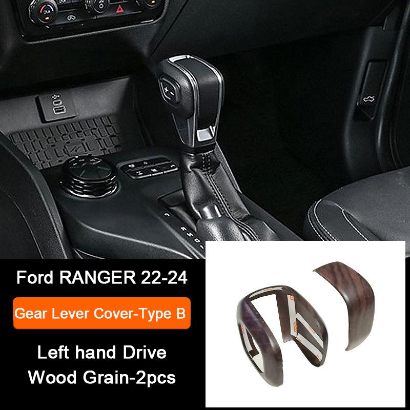 Holzmaserung Innenraum-Überzugsabdeckungen für Ford Ranger Wildtrak T9 2023 2024 Armaturenbrett-Verkleidung Lüftungsdüse Mittelkonsole Schalthebel-Panel-Abdeckung