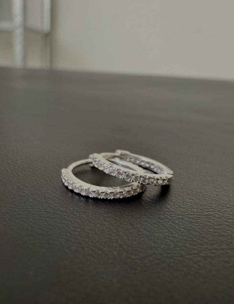 Baradu 925 Pave Round Hoop Earrings