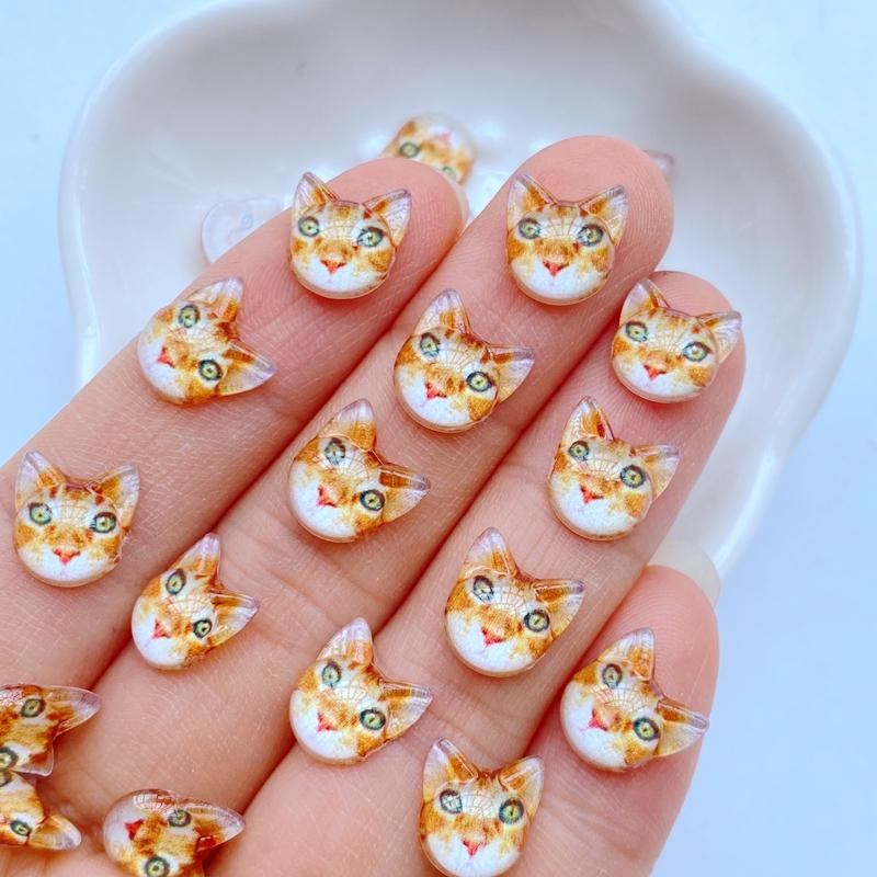 50 stuks Nieuwe Mini Schattige 9*10mm Dier Cartoon Kattenkop Platte Achterkant Hars Scrapbooking Sieraden Ambacht Decoratie Accessoire